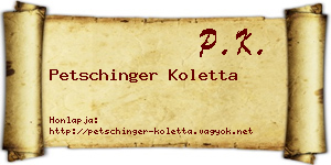 Petschinger Koletta névjegykártya